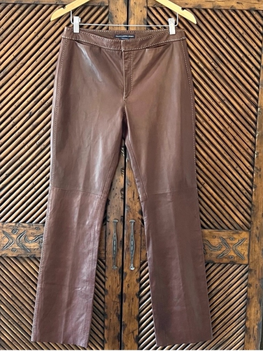 Vintage Ralph Lauren Sport Brown Leather Straight-Leg Pants SZ: 8
